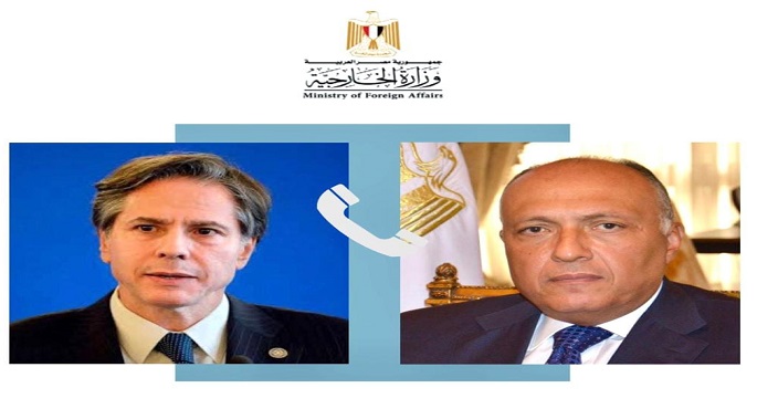 شكري يتلقى اتصالًا هاتفيًا من نظيره الأمريكي حول تطورات أزمة قطاع غزة وجهود التعامل مع تداعياتها الإنسانية الخطيرة
