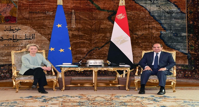 بالصور ..الرئيس السيسي يجدد موقف مصر الرافض لتهجير الفلسطينيين خلال استقباله رئيسة مفوضية الاتحاد الأوروبي