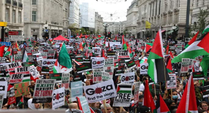 استمرار المظاهرات المؤيدة للفلسطينيين في لندن