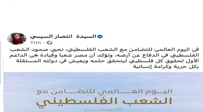 بالانفوجراف .. السيدة انتصار السيسى : مصر شعبا وقيادة الداعم الأول لحقوق كل فلسطينى