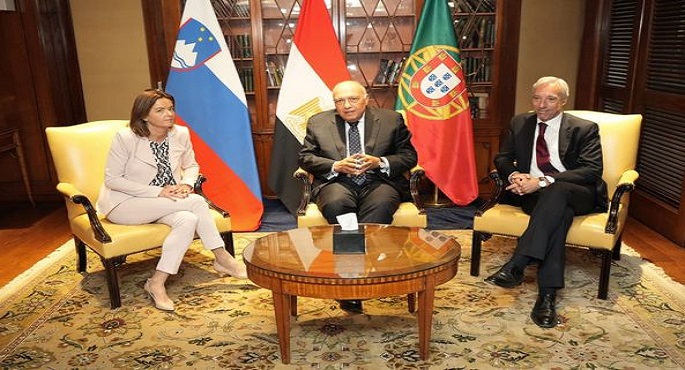 بالصور..وزير الخارجية يجري مباحثات ثلاثيةمع وزيري خارجية البرتغال وسلوفينيا لبحث تطورات الأوضاع في غزة