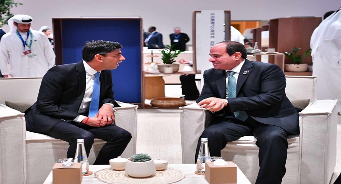 على هامش أعمال (COP28).. الرئيس السيسي يؤكد لرئيس وزراء بريطانيا ضرورة توفير الحماية اللازمة للمدنيين في غزة