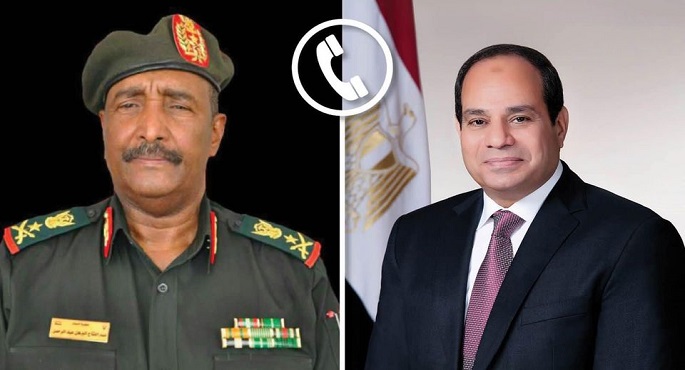 السيسي يتلقى اتصالا من رئيس مجلس السيادة السوداني للتهنئة بفوزة في الانتخابات الرئاسية