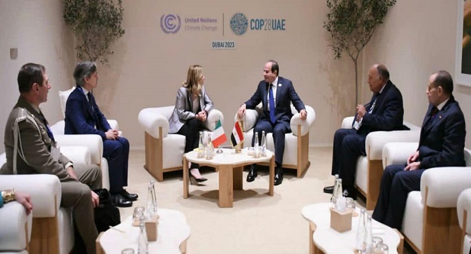 على هامش أعمال مؤتمر كوب 28 ..الرئيس السيسي يبحث مع رئيسة وزراء إيطاليا تطورات الأوضاع الإقليمية