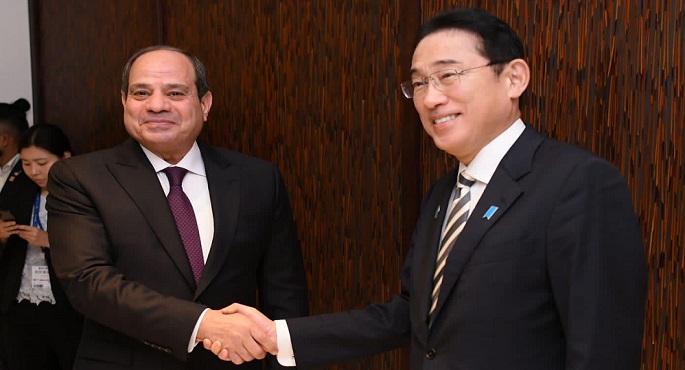 الرئيس السيسي يؤكد حرص مصر على تعزيز علاقات التعاون والشراكة الاستراتيجية مع اليابان