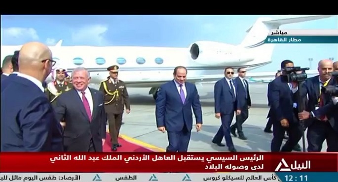 الرئيس السيسي يستقبل العاهل الأردني الملك عبد الله الثاني لدي وصوله البلاد