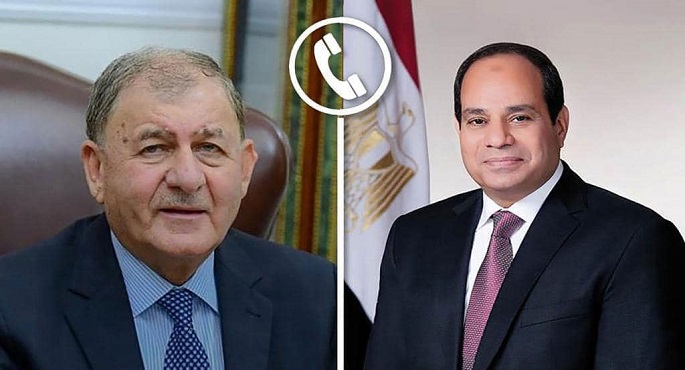 الرئيس السيسي يبحث هاتفيًا مع نظيره العراقي تعزيز التعاون والتنسيق مع العراق الشقيق في كافة المجالات