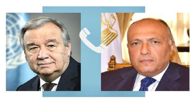 شكري وجوتيريش يبحثان التحركات الدبلوماسية لوقف إطلاق النار في غزة