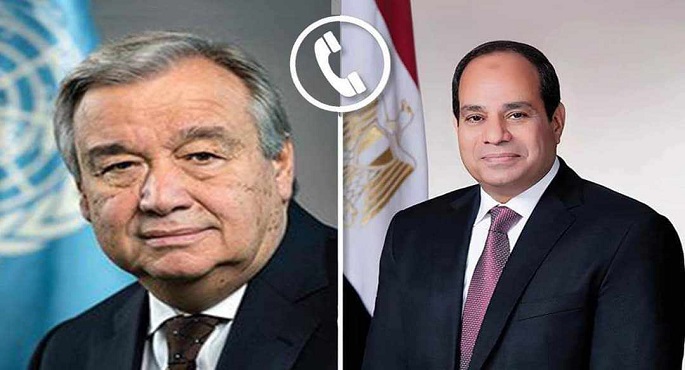 السيسي يبحث هاتفيًا مع جوتيريش الأوضاع في الشرق الأوسط وخطورة توسع الصراع الجاري