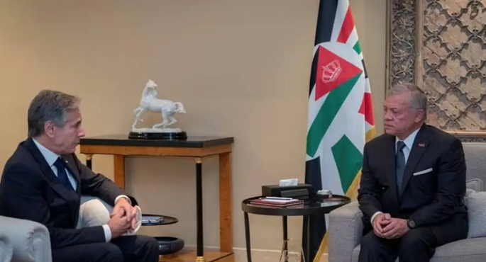 خلال لقائه بلينكن.. العاهل الأدرني يشدد على وضع حد لأزمة غزة