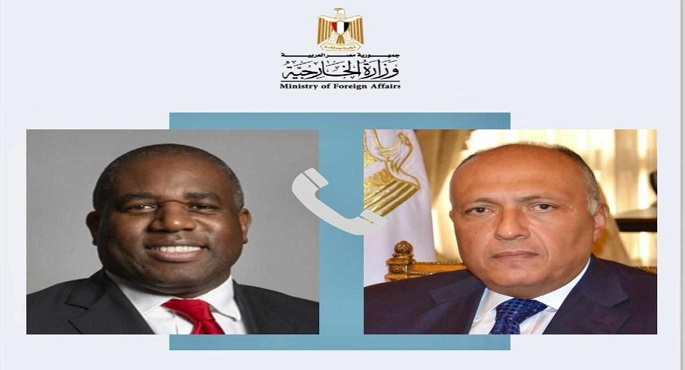 خلال اتصال هاتفي مع وزير خارجية حكومة الظل عن حزب العمال البريطاني..شكرى يؤكد ضرورة وضع إطار زمني محدد يستهدف إقامة دولة فلسطينية مستقلة