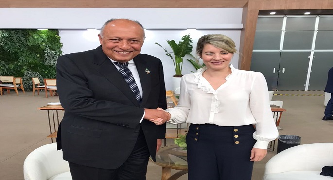 على هامش اجتماعات مجموعة العشرين.. شكري يناقش مع نظيرته الكندية سبل التعامل مع التحديات ذات الصلة بوضع غزة