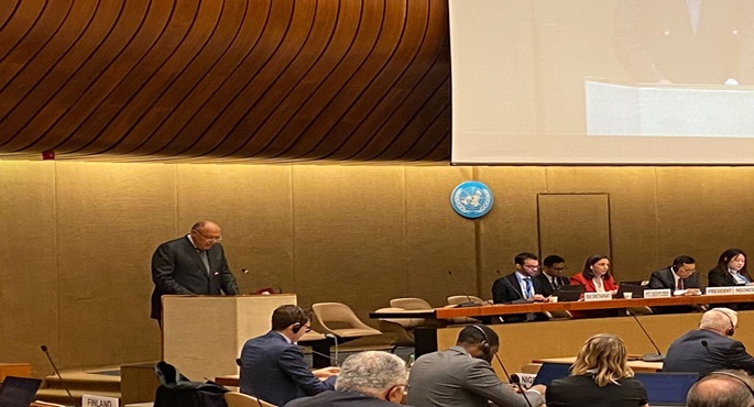 بالصور .. شكري : غض الطرف عن معاناة الفلسطينيين في اجتماعات مجلس حقوق الإنسان أمر مشين