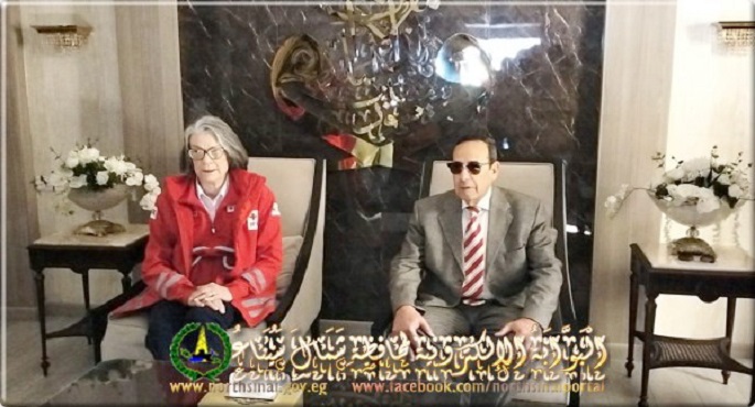 بالصور .. محافظ شمال سيناء يستقبل رئيسة الاتحاد الدولي لجمعيات الصليب الأحمر والهلال الأحمر