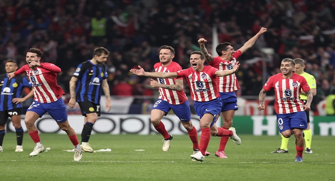 أتلتيكو مدريد يقصي إنتر ميلان بركلات الترجيح ويكمل عقد الدور ربع النهائي لـ “أبطال أوروبا”