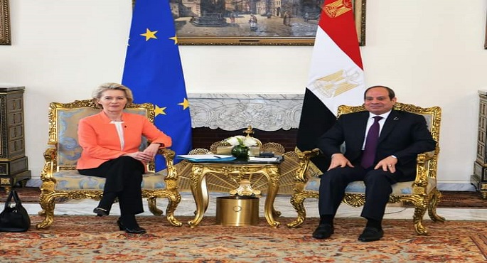 بالصور .. السيسي لرئيسة المفوضية الأوروبية: مصر ترفض التهجير القسري للفلسطينيين إلى أراضيها