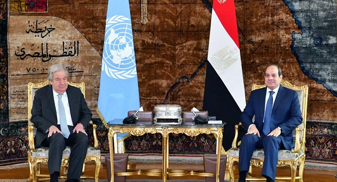 الرئيس السيسي يثمن مواقف السكرتير العام للأمم المتحدة من الأزمة الجارية في غزة