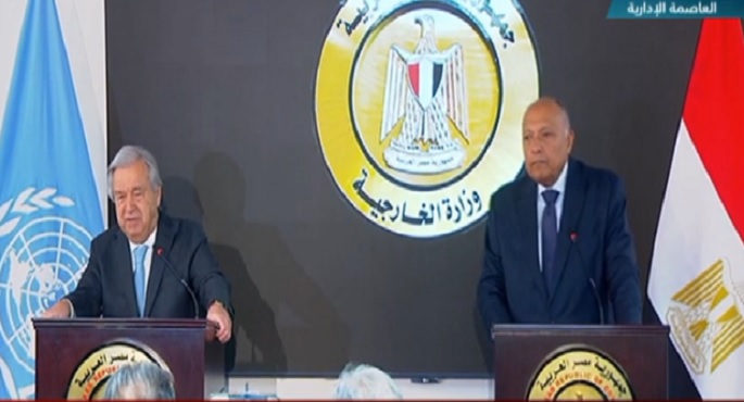 بالفيديو .. شكري مع جوتيريش : الأمم المتحدة تضطلع بدورها لتخفيف معاناة الفلسطينين