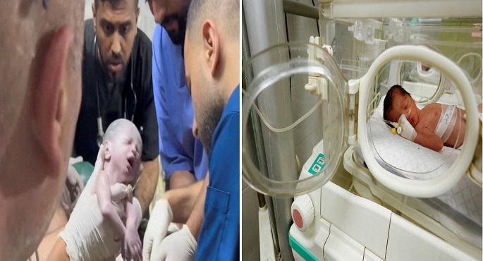 استشهاد الرضيعة صابرين الروح بعد إخراجها حية من رحم والدتها الشهيدة في رفح