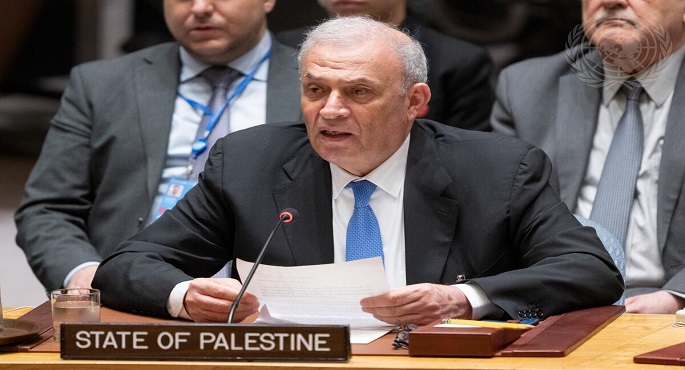 مُمثل رئيس فلسطين أمام مجلس الأمن: منح بلادنا عضوية كاملة بالأمم المتحدة يحمي حل الدولتين