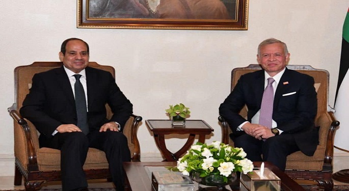 الرئيس السيسي وعاهل الأردن يؤكدان على رفض تهجير الفلسطينيين ويطالبان بالوقف الفوري لإطلاق النار بقطاع غزة