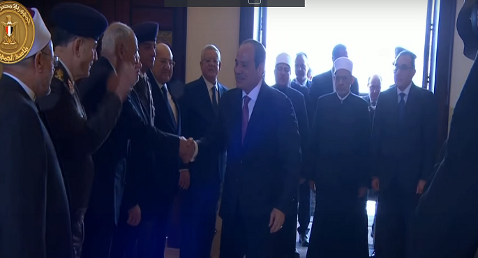 الرئيس السيسي يصل إلى مقر احتفالية وزارة الأوقاف بليلة القدر بمركز المنارة