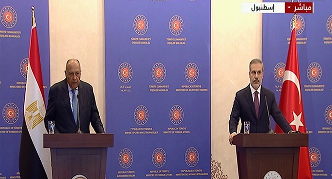 مؤتمر صحفي لوزير الخارجية سامح شكري ونظيره التركي هاكان فيدان
