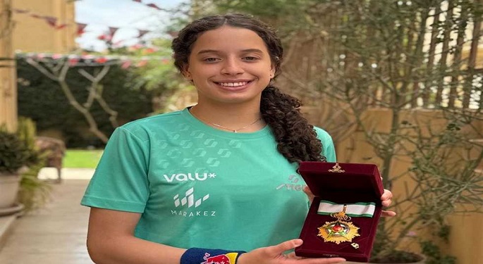 هنا جودة تحصل على وسام الرياضة من رئيس الجمهورية