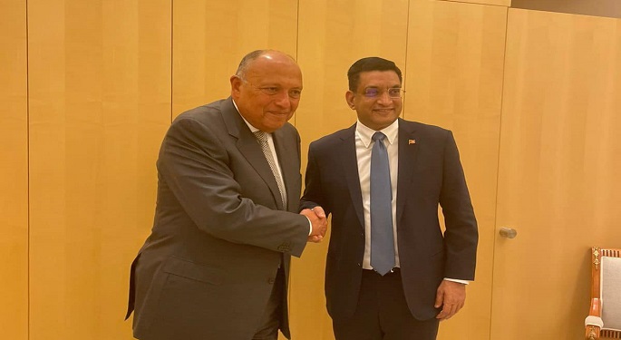 وزير الخارجية يبحث مع نظيره السريلانكي تعزيز التعاون الثنائي والتنسيق بشأن الأزمات الإقليمية والدولية