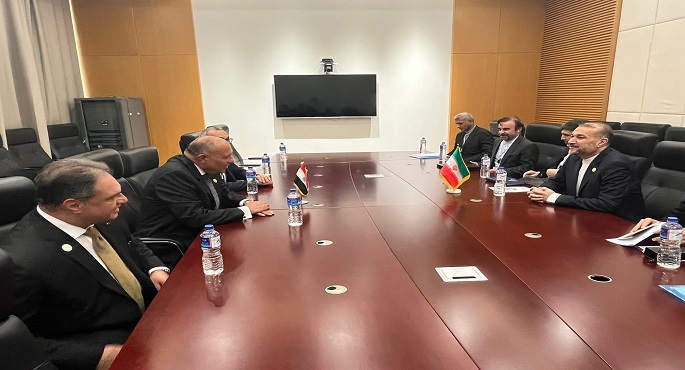 بالصور .. وزير الخارجية يشدد في لقائه مع نظيره الإيراني على ضرورة الوقف الفوري لإطلاق النار في غزة