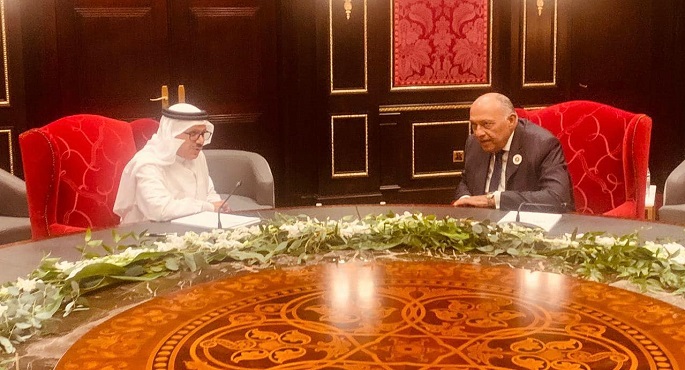 وزير الخارجية يلتقي نظيره البحريني خلال أعمال مجلس وزراء الخارجية العرب في المنامة