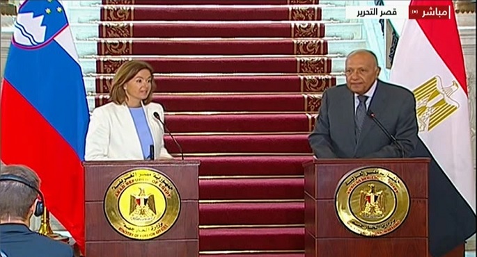 بالفيديو .. شكري مع نظيرته السلوفينية: اتفاقية السلام خيار استراتيجي اتخذته مصر.. ولها آليات يتم تفعيلها لتناول أية مخالفات