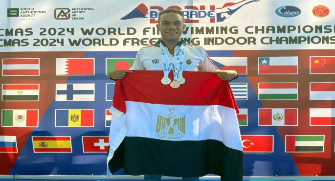 لاعب القوات المسلحة محمد طارق يحقق إنجازًا رياضيًا في بطولة العالم للسباحة بالزعانف بصربيا