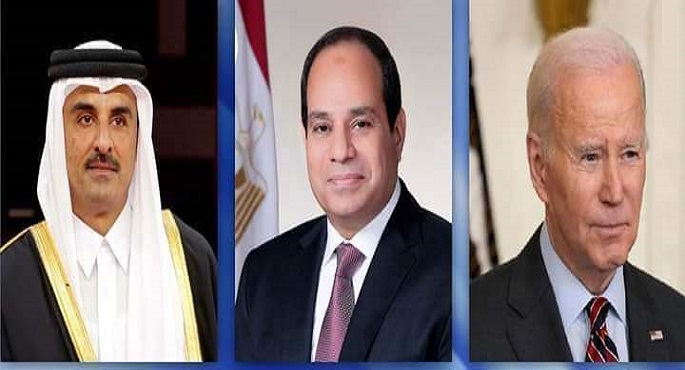 قادة مصر والولايات المتحدة وقطر يؤكدون في بيان مشترك ضرورة وقف إطلاق النار في غزة