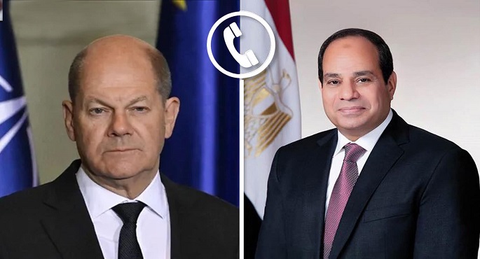 الرئيس السيسى يتلقى اتصالا هاتفيا من المستشار الألمانى شولتز