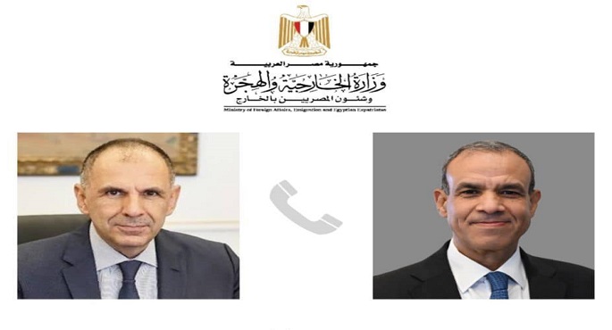 وزير الخارجية يؤكد لنظيره اليونانى حرص مصر على استمرار تعميق علاقات الصداقة والتعاون