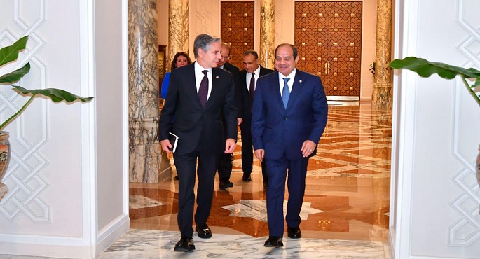 خلال استقباله بلينكن .. الرئيس السيسي يؤكد أهمية الشراكة الاستراتيجية المصرية الأمريكية في حماية مصالح الدولتين