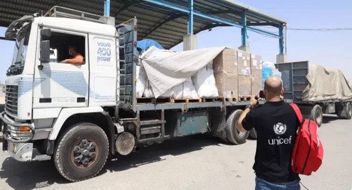 اليونيسيف: ارتفاع عدد النازحين بقطاع غزة إلى 1.9 مليون وانخفاض عدد شاحنات المساعدات