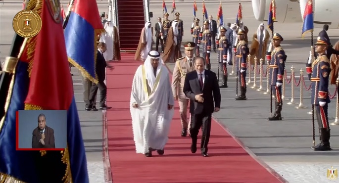 الرئيس السيسي يستقبل رئيس الإمارات الشيخ محمد بن زايد