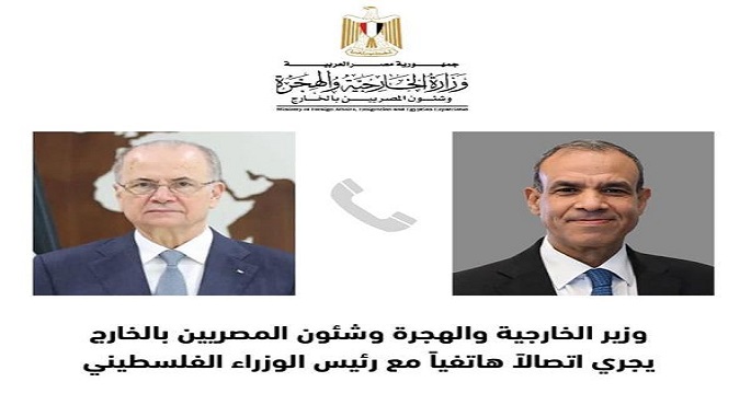 وزير الخارجية يبحث هاتفيا مع رئيس وزراء فلسطين التطورات بقطاع غزة والضفة الغربية