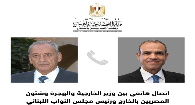 وزير الخارجية يؤكد هاتفيًا لنبيه بري دعم مصر الكامل للبنان ويدين انتهاكات إسرائيل للسيادة اللبنانية
