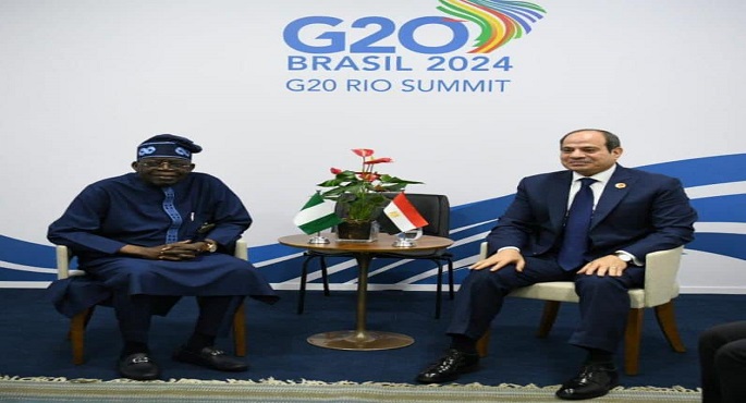 بالصور..الرئيس السيسي يقابل نظيره النيجيري على هامش قمة مجموعة العشرين