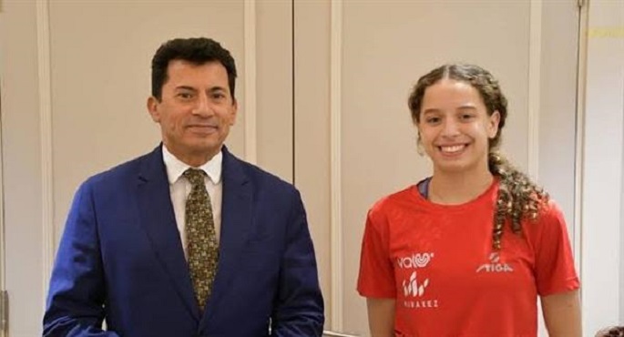 وزير الرياضة يهنئ البطلة هنا جودة الفائزة بالبرونزية التاريخية في بطولة العالم بتنس الطاولة