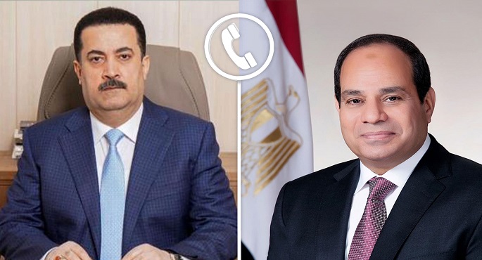 الرئيس السيسي يبحث هاتفيا مع رئيس وزراء العراق تطورات الأوضاع في المنطقة