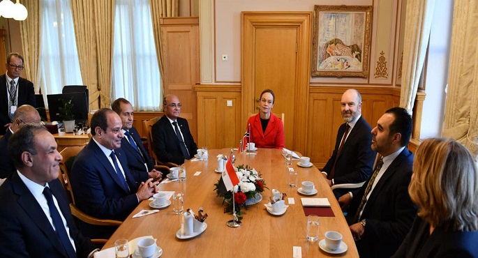 بالصور .. الرئيس السيسي يلتقي رئيس البرلمان النرويجي ويؤكد تعزيز التعاون البرلماني بين البلدين