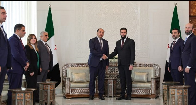 بالصور .. الشرع يستقبل في دمشق وفدا رفيعًا من جامعة الدول العربية