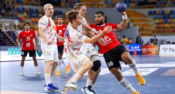 منتخب اليد فى مواجهة الجابون فى ضربة بداية كأس أمم إفريقيا برواندا