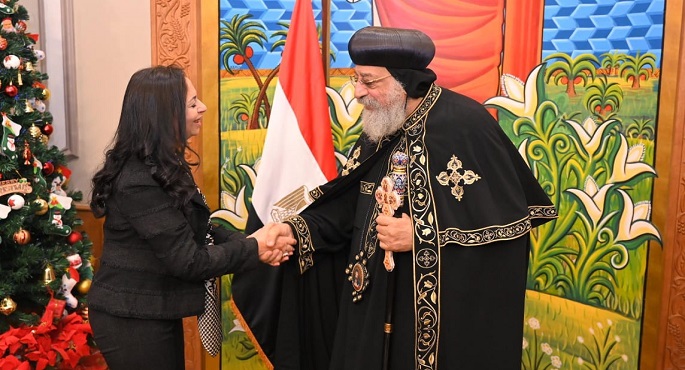 بالصور.. وزيرة التضامن تزور البابا تواضروس الثاني للتهنئة بعيد الميلاد المجيد
