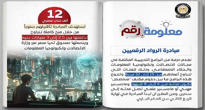 مبادرة «الرواد الرقميين» تنطلق لتأهيل 12 ألف شاب مصرى سنوياً فى تكنولوجيا المستقبل