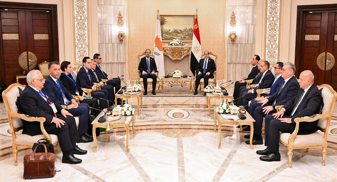 السيسى ونظيره القبرصى يؤكدان: إقامة الدولة الفلسطينية الضمانة الوحيدة للتوصل إلى السلام الدائم بالمنطقة